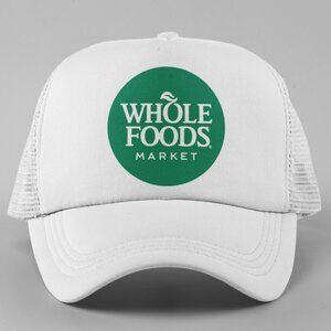 NEW Whole Foods Foam Trucker Mesh Snapback Hat WHITE